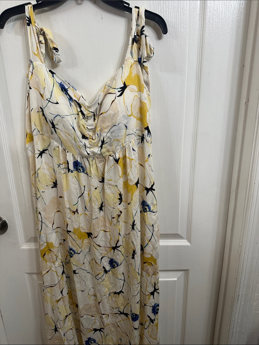 Soma Floral Tie-Strap Maxi Dress in Yellow, Blue & Cream